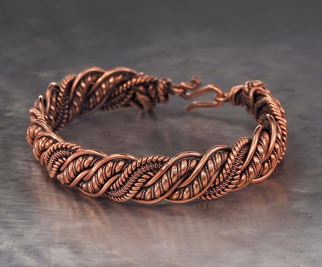 Wire wrapped pure copper bracelet for him or her Unique stranded wire  bracelet - Shop Wire Wrap Art Bracelets - Pinkoi