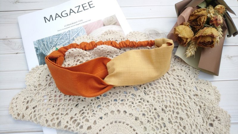 Squeaky Zaza-Crossed Hair Tie-Vegetarian is Beautiful-Carrots of the Earth - Headbands - Cotton & Hemp Orange