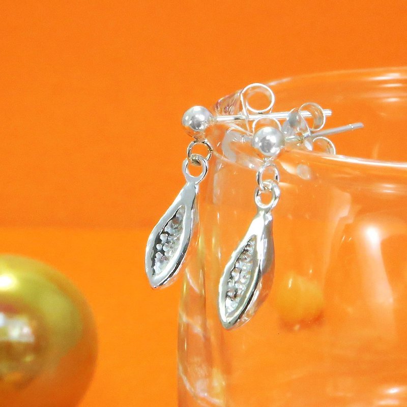 Fruit papaya fruit sterling silver hanging earrings (single) - ต่างหู - เงินแท้ สีส้ม
