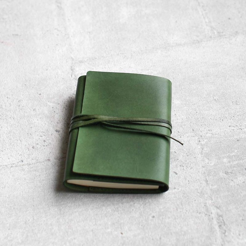 橄欖綠色植鞣皮革筆記本/書套 A6 尺寸 - 筆記本/手帳 - 真皮 綠色