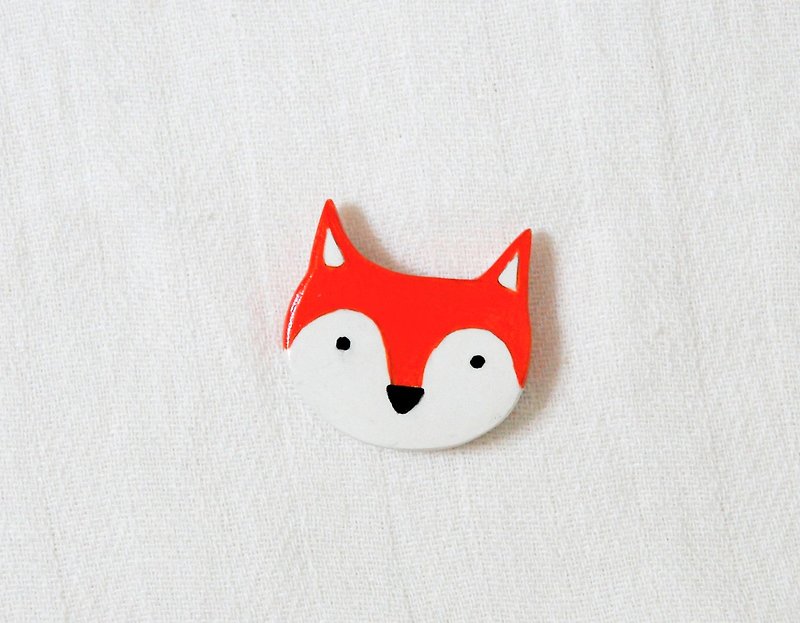 Little Fox - เข็มกลัด - ดินเหนียว สีแดง