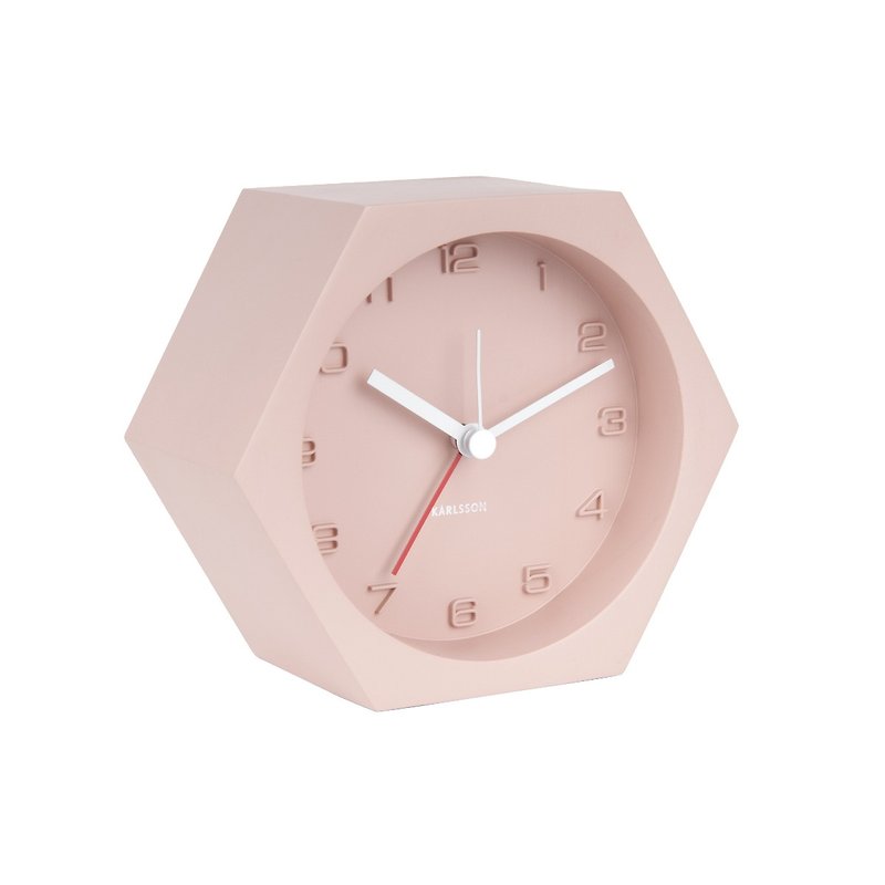 Karlsson, Alarm clock Hexagon concrete Pink, Design by Boxtel Buijs - Clocks - Cement Pink