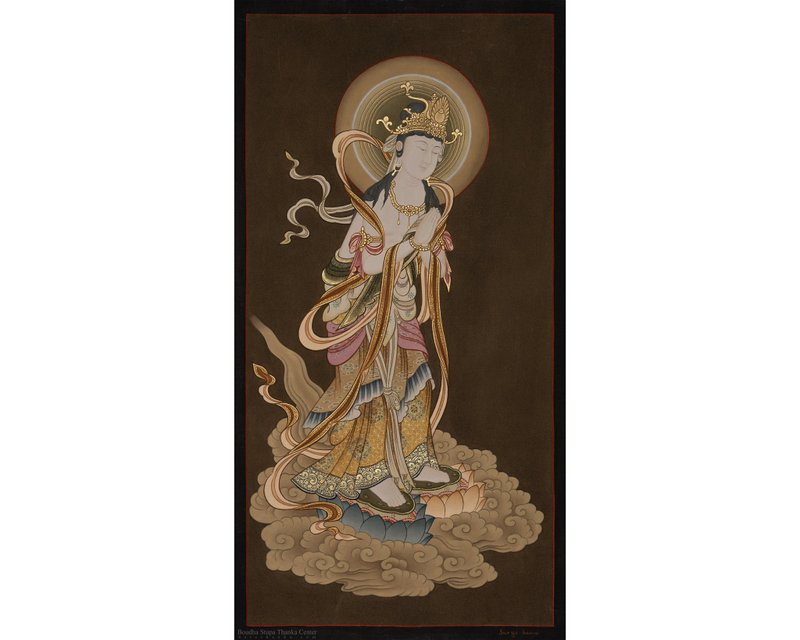 手工製作的屬靈威嚴揭示的日本神靈唐卡 - 壁貼/牆壁裝飾 - 其他材質 多色