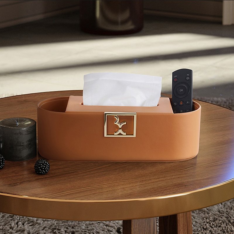 bencross original intention-leather remote control tissue storage box-orange gold - กล่องเก็บของ - โลหะ สีส้ม