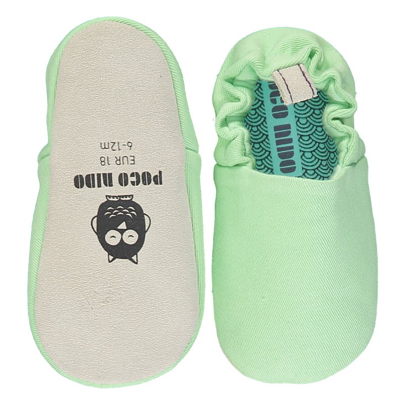 Poco Nido (UK) Baby/BB Shoe/Kids learning Shoe - Plain Pistachio Green - รองเท้าเด็ก - ผ้าฝ้าย/ผ้าลินิน 