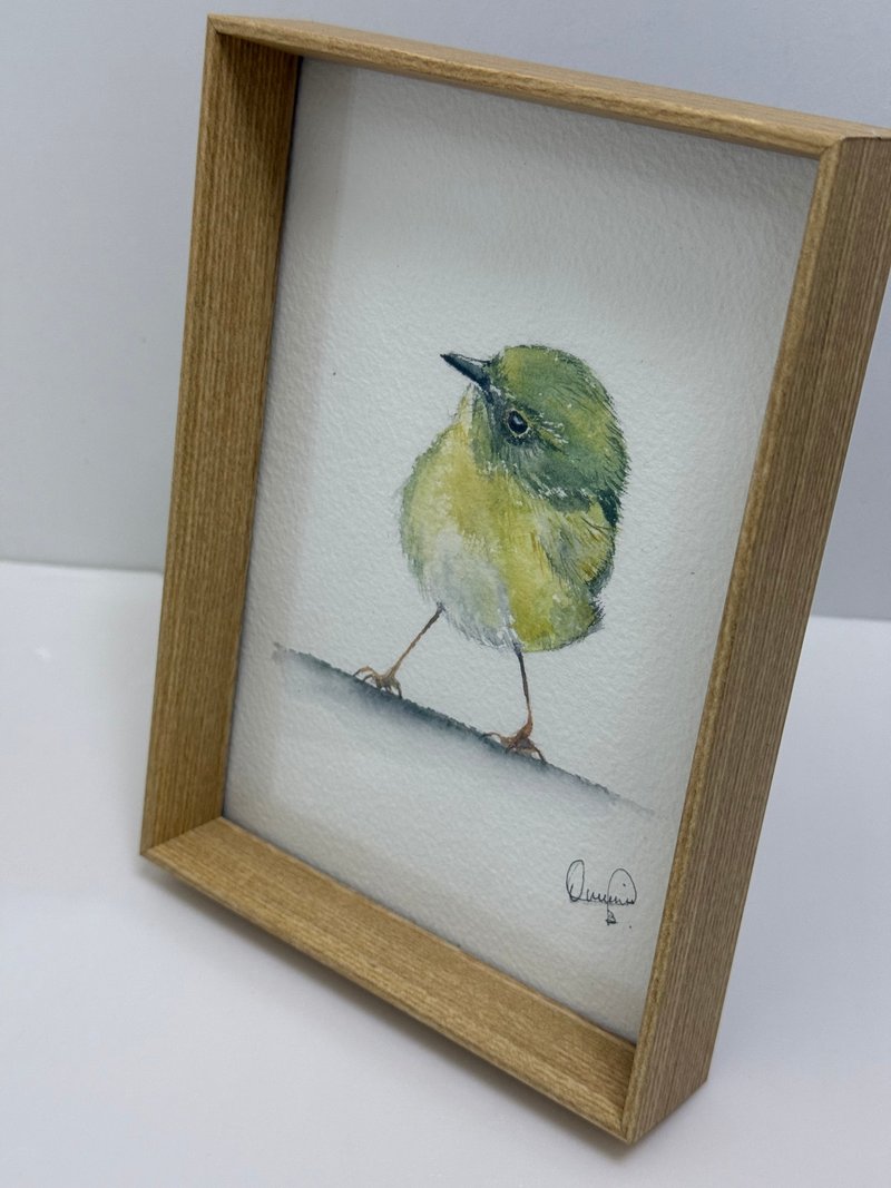 神氣相思雀水彩畫作 連畫框 - 相框/畫框 - 紙 綠色