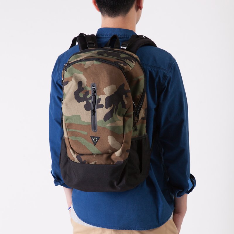 【Pack n' Go】Travel Backpack - Camo (BA106) - กระเป๋าเป้สะพายหลัง - ไนลอน สีเขียว