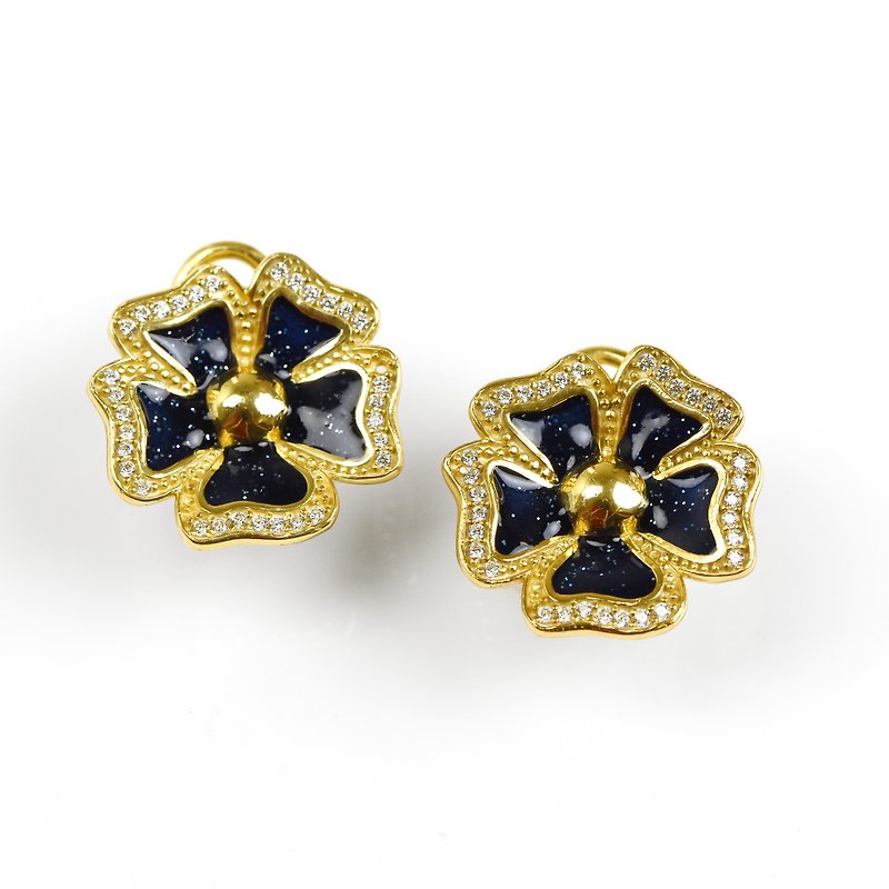 MISIS Politina black flower earrings can be customized with Clip-On - Earrings & Clip-ons - Sterling Silver Black