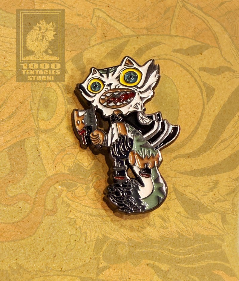 Playtoysforever x 1000tentacles - White Tiger Head Emblem Metal Badge Enamel - Brooches - Enamel Multicolor