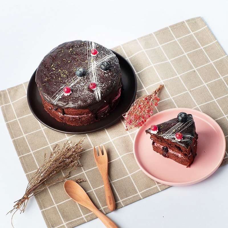【新鮮野莓】生日、節日、彌月 減糖莓果生巧克力蛋糕 | 6吋 - 蛋糕/甜點 - 新鮮食材 黑色