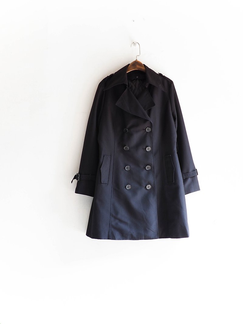 River water mountain - Miyazaki pure black mysterious girl girl antique turtles coat coat cotton coat coat trench_coat dustcoat jacket coat oversize vintage - เสื้อสูท/เสื้อคลุมยาว - เส้นใยสังเคราะห์ สีดำ