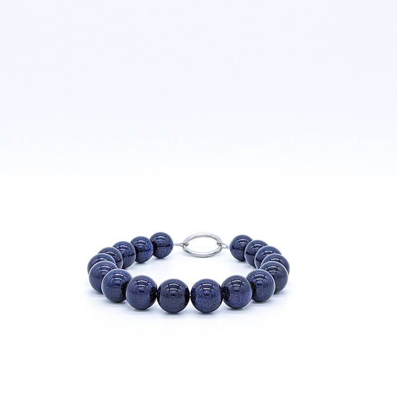 เครื่องเพชรพลอย ปลอกคอ สีดำ - Starry Night Blue Sandstone Handmade Bead Pet Collar