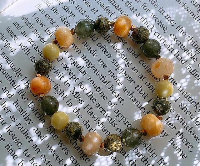 グリーンと縁起の良いグリーン髪水晶カリフラワー翡翠薬王ゴールド翡翠