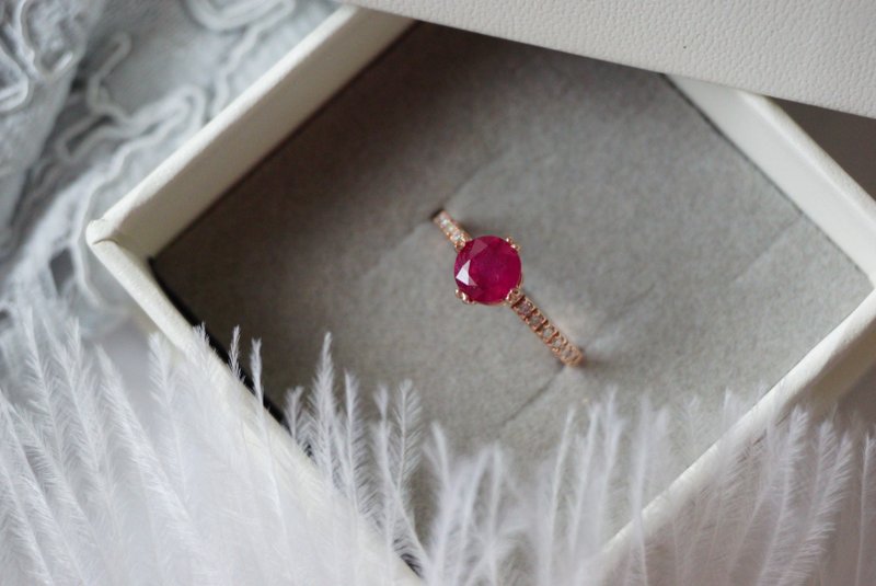 Natural Ruby Ring Silver925, promise ring - 戒指 - 純銀 紅色