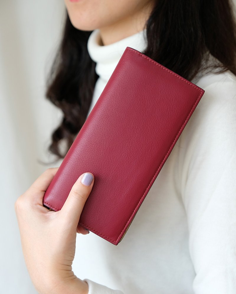 Adel Long wallet (Raspberry Red-Leather)