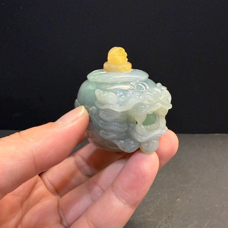 瀚玉珠寶 天然緬甸玉 三彩翡翠 龍頭鼻煙壺 - 其他 - 玉石 