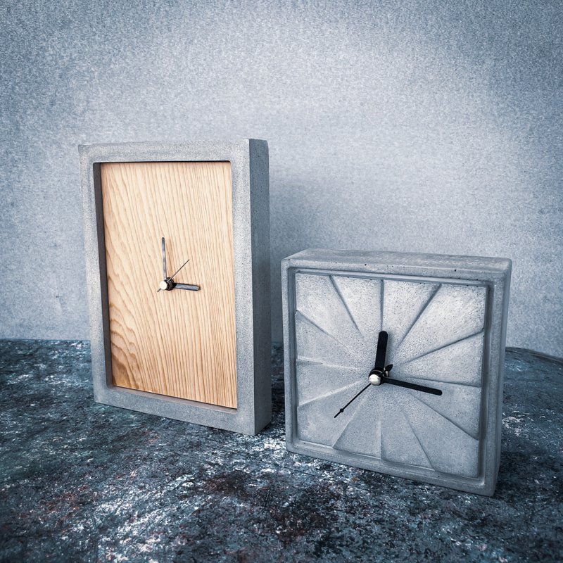 Cement desktop clock - นาฬิกา - ปูน สีเทา