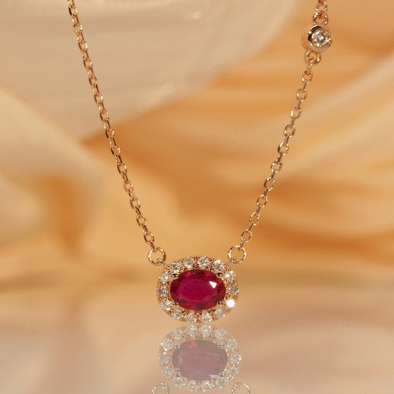 18K金鴿血紅寶石糖果項鏈18K Gold Pigeon Blood Ruby Gem Candy - 項鍊 - 貴金屬 