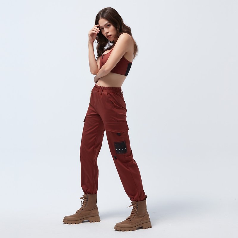 Cozee-antibacterial quick-drying high-elastic shuttle overalls-brick red - Women's Pants - Polyester Red