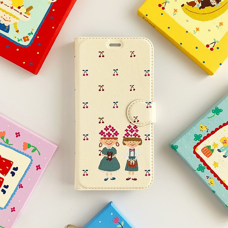 人造皮革 手機殼/手機套 白色 - Favorite stuffed animal notebook type iPhone case