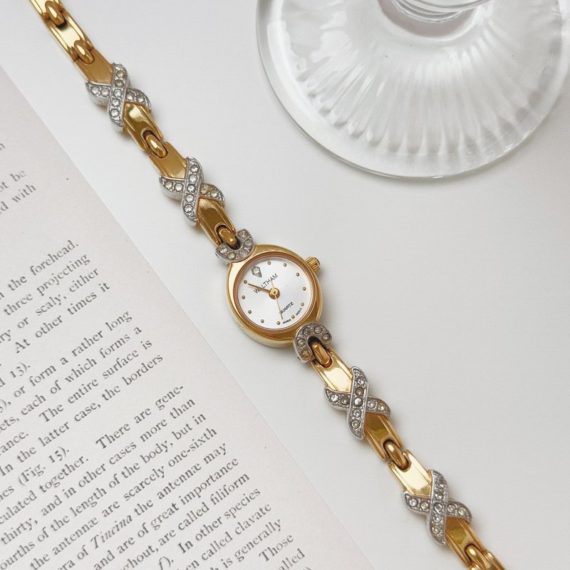 Waltham Two Tone With Rhinestone Bracelet Watch - 女錶 - 其他金屬 