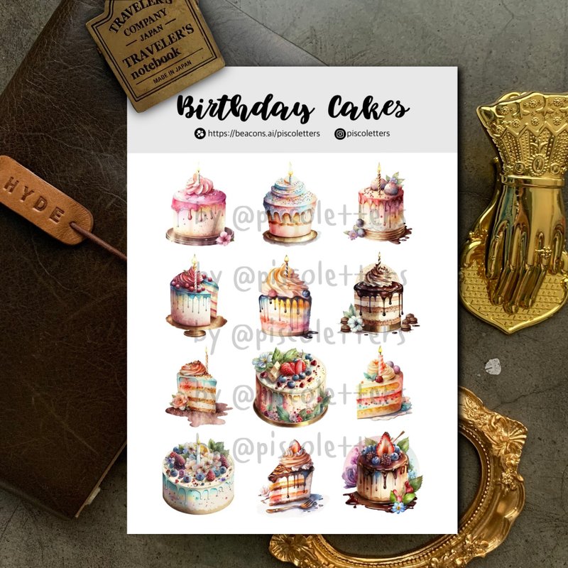 Birthday Cake Sticker Sheet - สติกเกอร์ - กระดาษ 