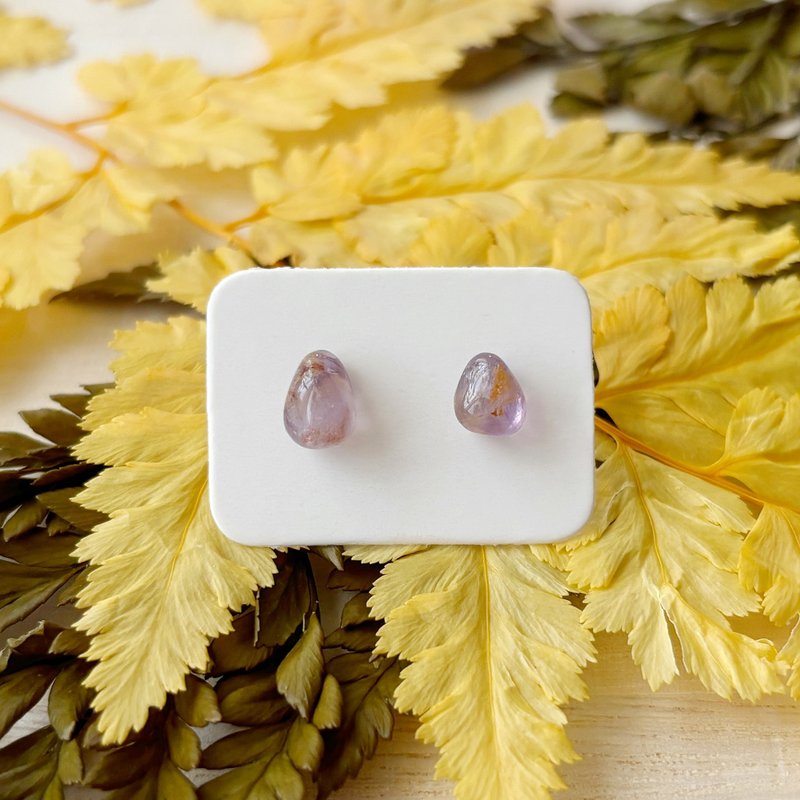 Shiguang-Natural Ore Earrings-Purple Ghost 09 - ต่างหู - เครื่องประดับพลอย สีม่วง