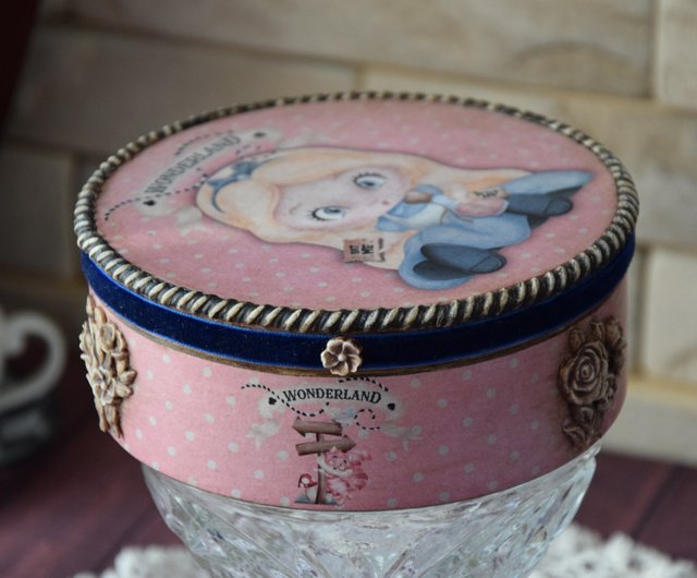 Alice in Wonderland Gifts, Decoupage Jewelry Box, Birthday Present