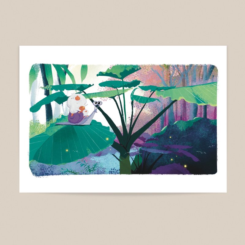 小蝸牛大冒險 / B5插畫海報 - 海報/掛畫/掛布 - 棉．麻 藍色