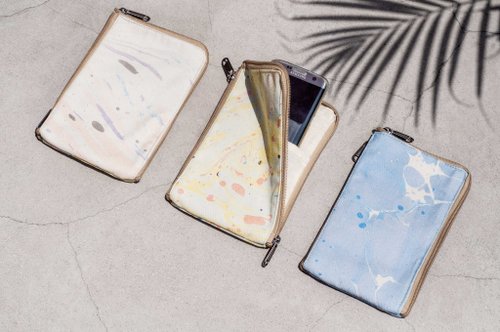 Valentine&amp;#39;s day marble pattern mobile phone case storage bag mobile phone bag leisure card case-ocean watercolor floating water dyeing