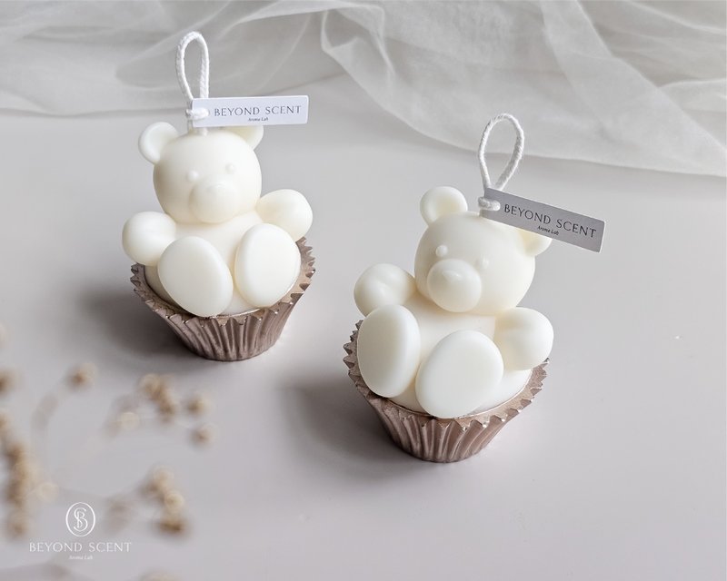 Bear Cupcake Scented Candle (Large/1 Pack) - เทียน/เชิงเทียน - ขี้ผึ้ง ขาว