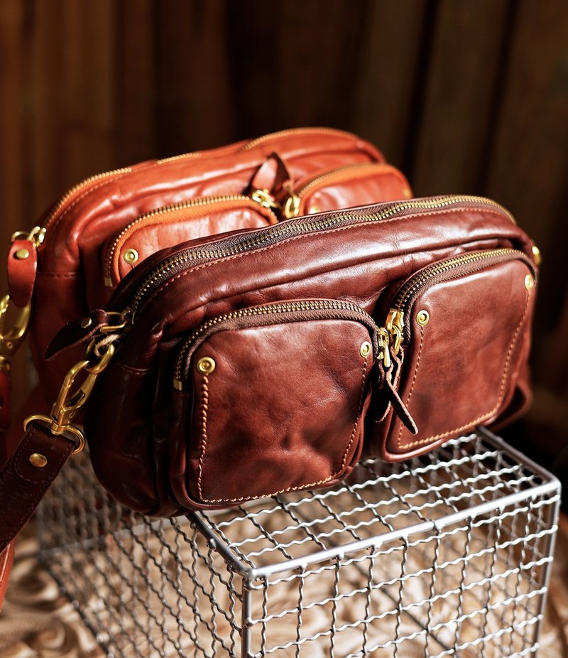 アメリカンレトロなイタリアインポート牛革クロスボディバッグ - ショルダーバッグ - 革 多色