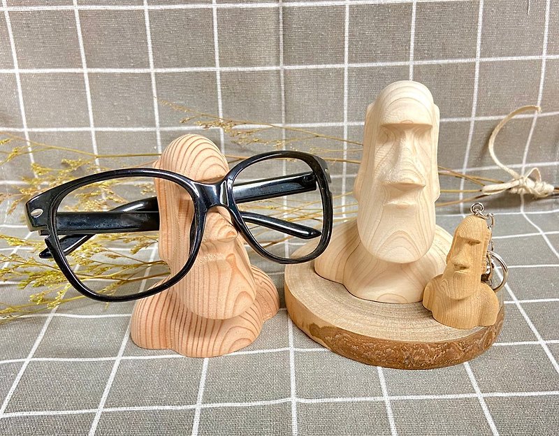 Moai glasses frame made of raw wood - กรอบแว่นตา - ไม้ สีนำ้ตาล