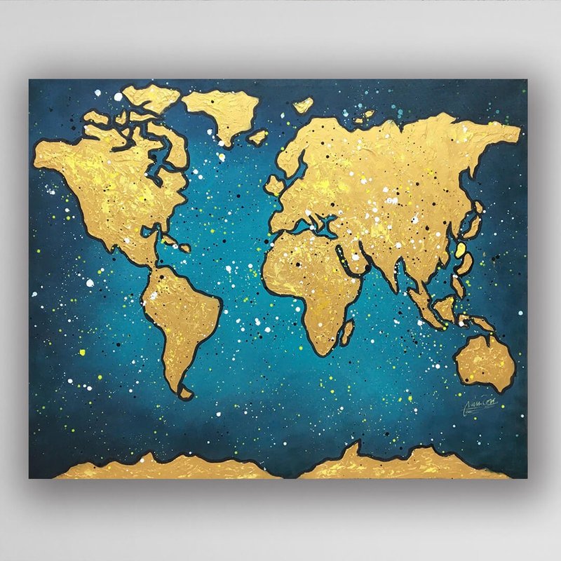 【U266 HOME】世界地圖/world map/非洲藝術空運來台/60x60cm - 海報/掛畫/掛布 - 其他材質 