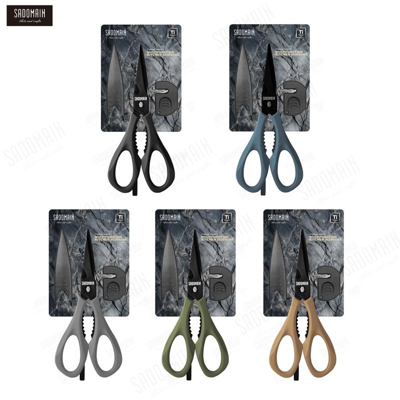SADOMAIN - Buy One Get One Free / Multi-functional Titanium Kitchen Shears for Camping (with complimentary ceramic sharpener) - Knives & Knife Racks - Stainless Steel Multicolor