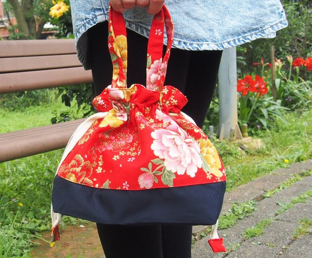 Handmade Japanese style handbag-Hakka floral cloth - Shop