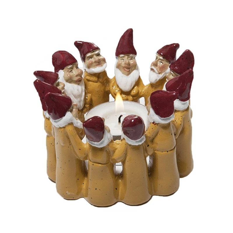 Sweden HARVESTTIME-Santa Claus candle holder yellow 9x6.5CM - เทียน/เชิงเทียน - เรซิน สีเหลือง