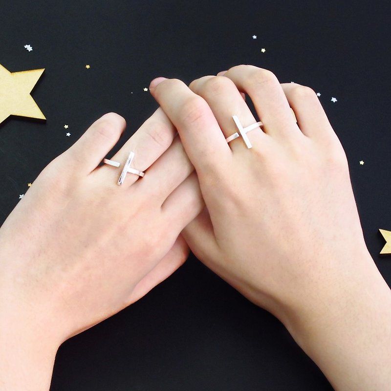 Couple ring Star trails trajectory ring planetary sterling silver pair ring-ART64 - Couples' Rings - Silver Silver