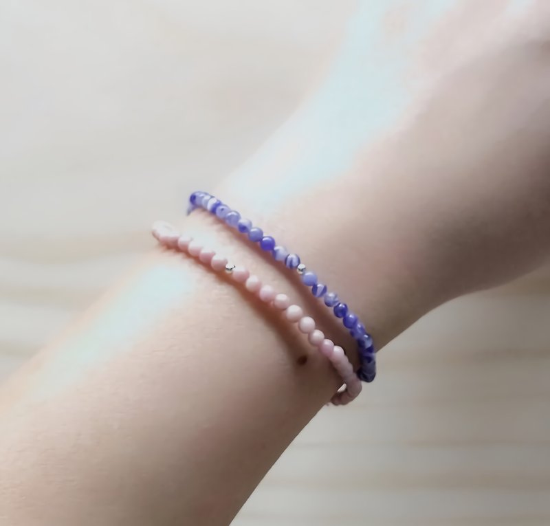 -Natural semi- Gemstone-Lucky Stone series-Pink wood fossil sterling silver bracelet - สร้อยข้อมือ - เครื่องเพชรพลอย สึชมพู