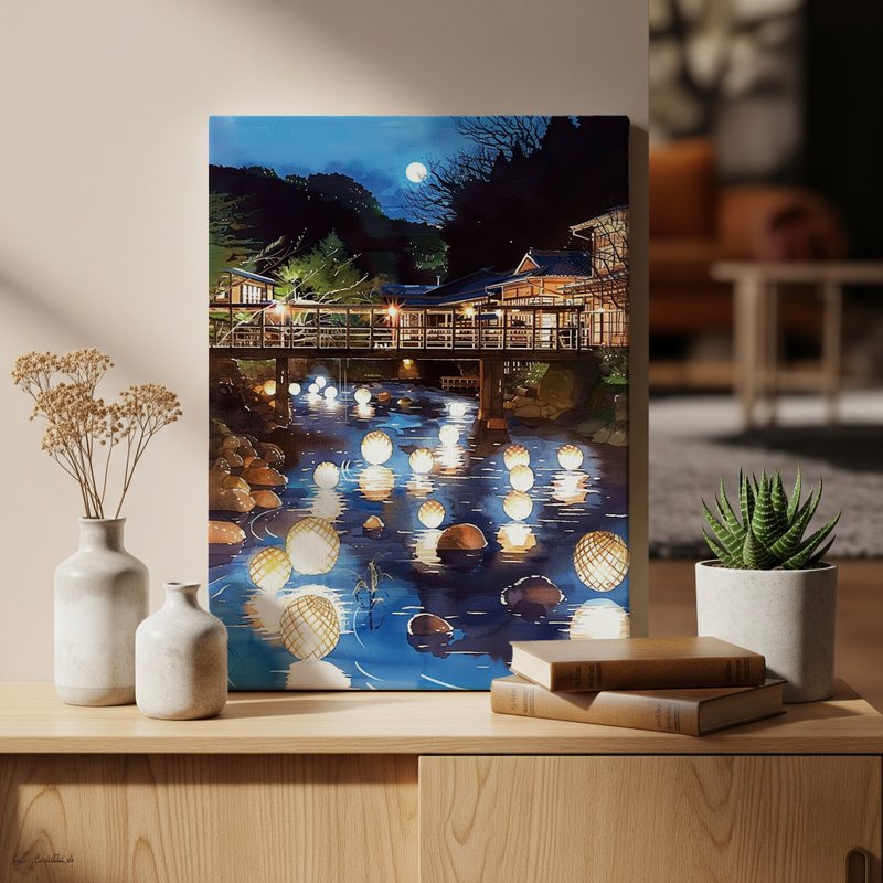 日本製帆布掛畫・黑川溫泉、熊本・日本風景・送禮、擺設 - 壁貼/牆壁裝飾 - 棉．麻 