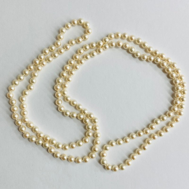 Shell pearl all knot long necklace/endless/6.5mm approx. 120cm/cream/made in japan - สร้อยคอ - เปลือกหอย สีทอง