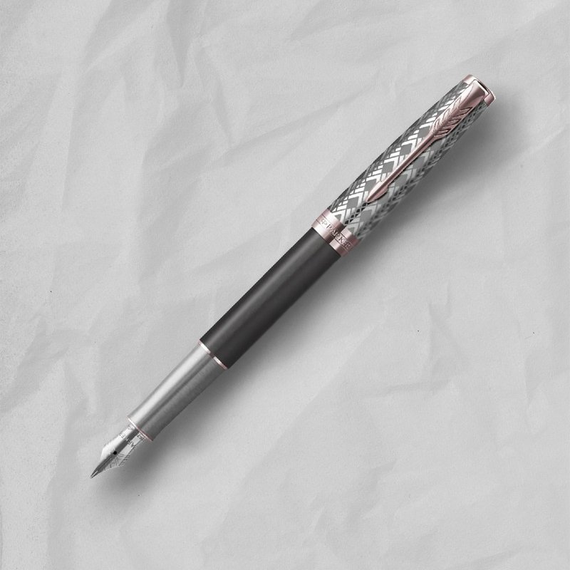 PARKER 派克 18K金 卓爾致臻系列 墨灰 F尖 鋼筆 免費刻字 - 鋼筆 - 其他金屬 銀色