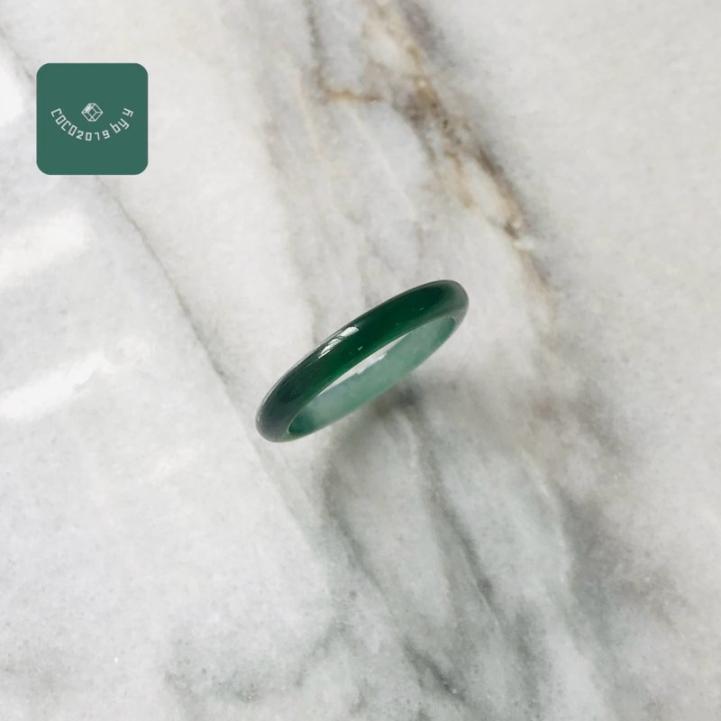 ジェイド　JADE ヒスイ　本翡翠　くりぬき　リング　天然石　一点物　グアテマラ産　19号　指輪 - リング・指輪 - 翡翠 グリーン