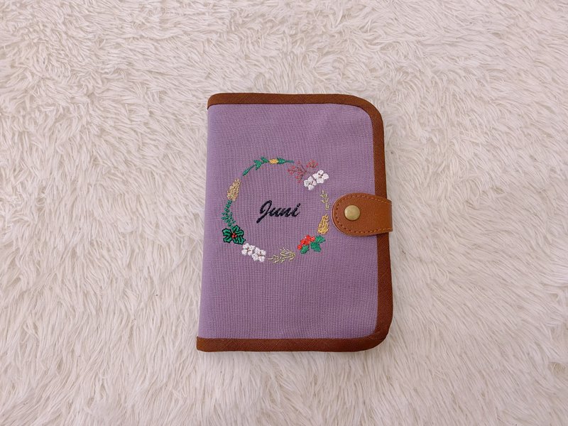 Wreath Name Embroidery Passport Cover Wedding Gift Valentine's Day Graduation Gift Overseas Travel Exchange Gift - Passport Holders & Cases - Cotton & Hemp 