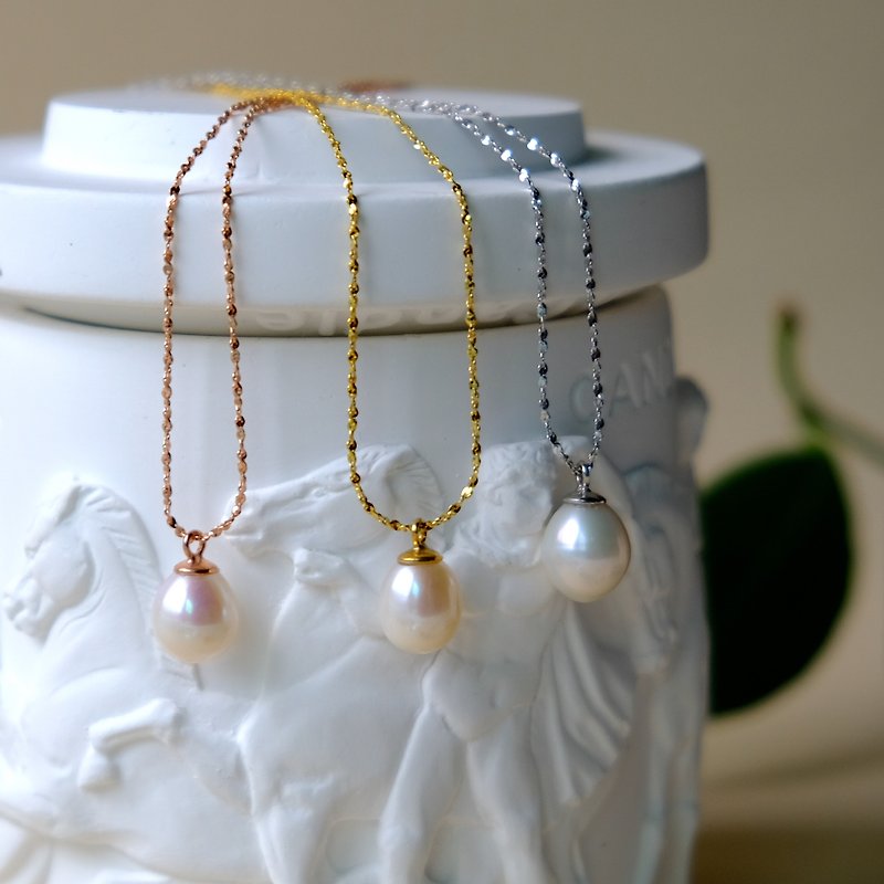 經典 無瑕粉嫩 淡水珍珠 閃爍純銀 可拆式 頸鏈 N169 - 項鍊 - 珍珠 白色