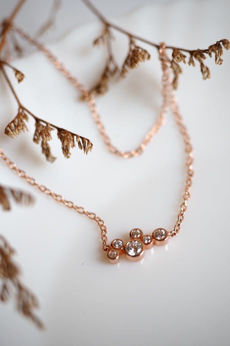 Simple elegance cluster necklace - Necklaces - Sterling Silver Pink