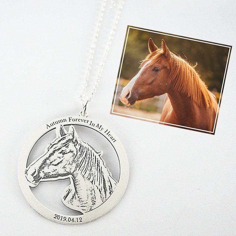 Personalized Photo Engrave Necklace Pets Dogs Lover Birthday Gift Memorial Gift - สร้อยคอ - เงินแท้ สีเงิน