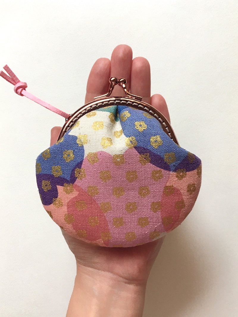 hm2. Purple shell with golden pollen. Mouth gold bag - Coin Purses - Cotton & Hemp Pink