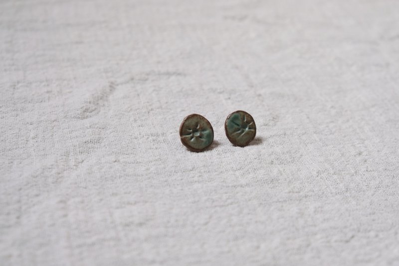 No.07復古藍色的舊窗系列三號-ying work shop - 耳環/耳夾 - 陶 