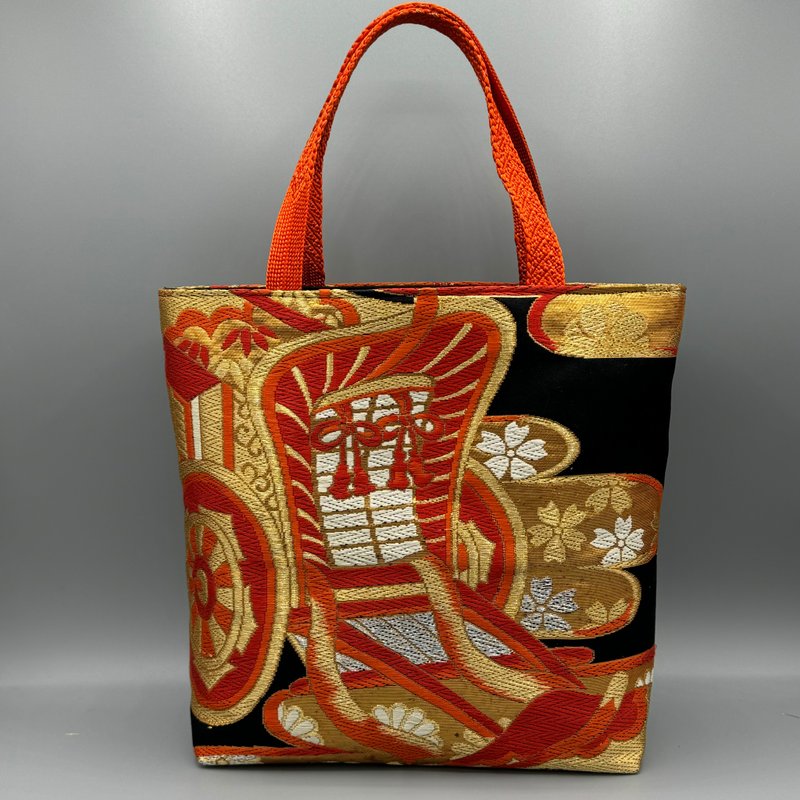 Kimono Obijime Remake Tote bag - กระเป๋าถือ - ผ้าไหม 